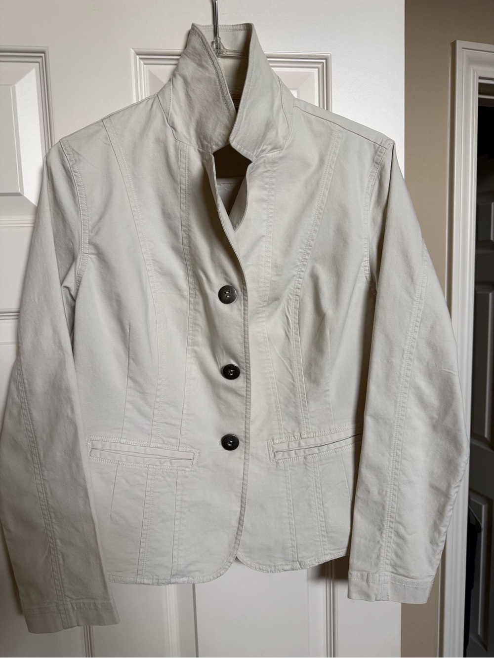Chico's Cream Structured Button-Front Blazer